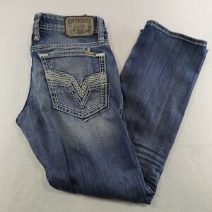 Salvage Buckle Mayhem‎ Jeans Mens 29S (29x29) Blue Striaght Stretch Denim Biker